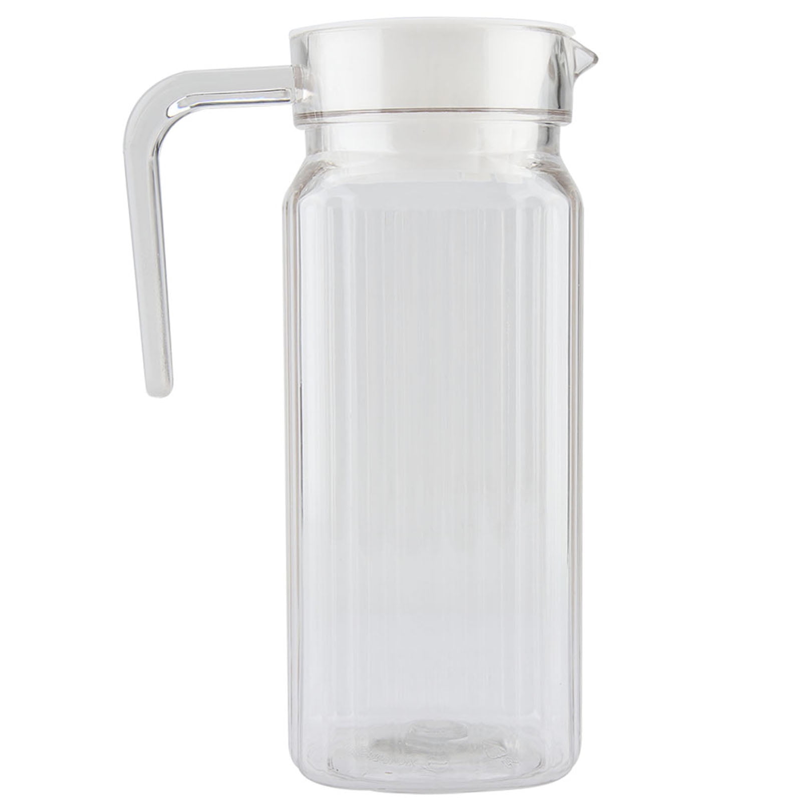 Drink Pitcher with Lid and Handle Ribbed Striped Juice Bottle Glassware