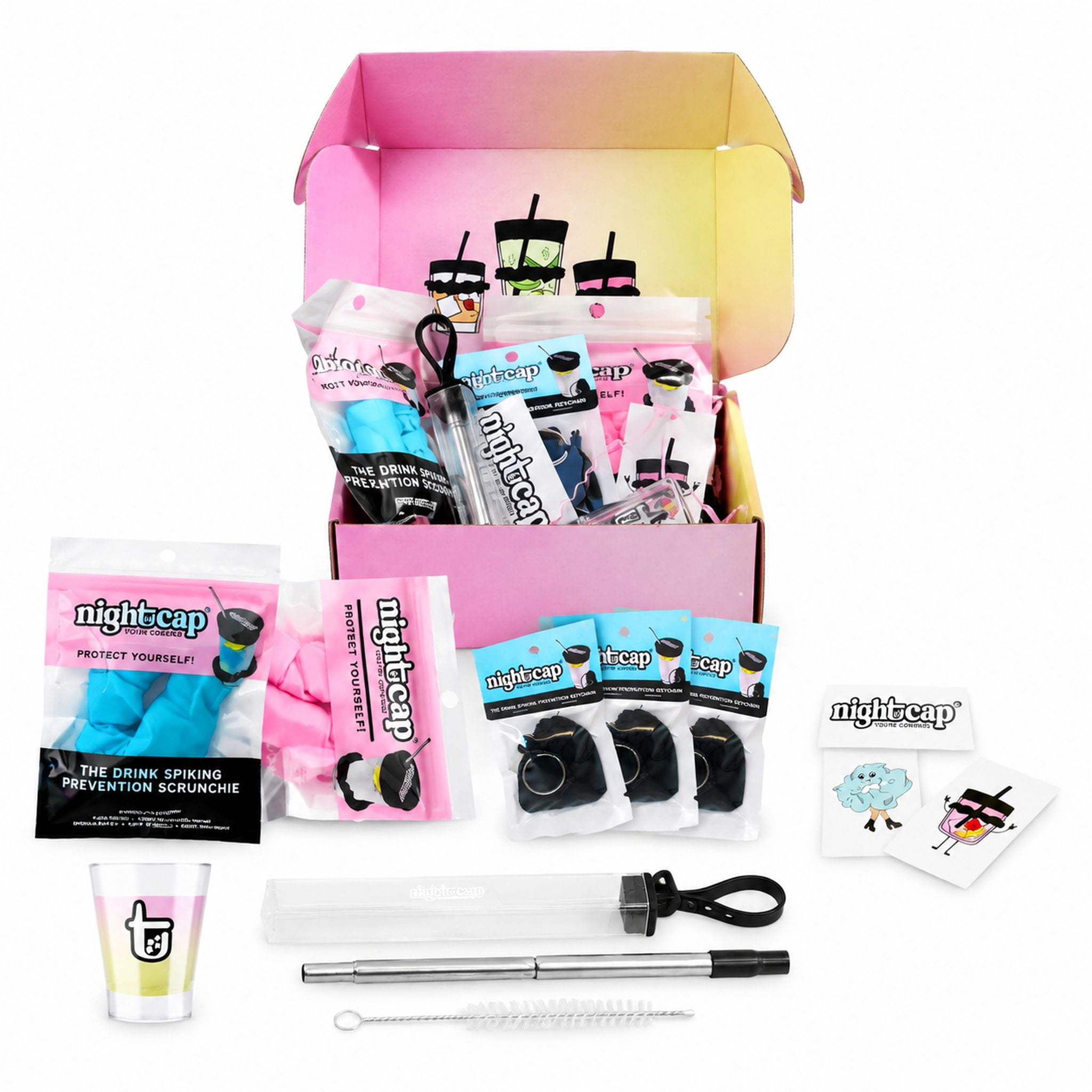 Drink Protection Gift Set with Reusable Drink Cover Scrunchies, Bottle ...
