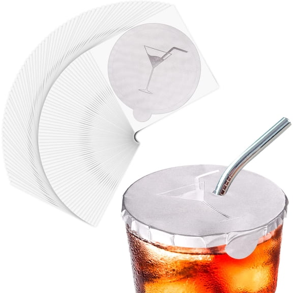 Drink Protective Caps 50 Pack, Reusable Drink Cup Covers for Alcohol and Beverage Protection, Keeps Out Contaminants and Insects, Fits Most Cup Sizes