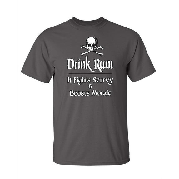 Drink Rum It Fights Scurvy And Boost Morale Sarcastic Humor Graphic Novelty Funny Tall T Shirt