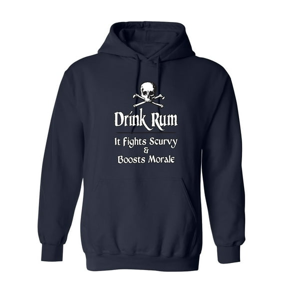 Drink Rum It Fights Scurvy & Boosts Morale Sarcastic Novelty Gift Idea Adult Humor Funny Men's Hoodies