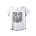 thumbnail image 1 of Drink Some Coffee Put on Some Gangster Rap & Own It Women's Fashion Slouchy Dolman T-Shirt Tee Heather White 3X-Large, 1 of 3