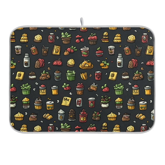 Drink Strawberries Cake Dish Drying Mat 16x18 Absorbent Microfiber Draining Rack Pad for Kitchen Counter Sink