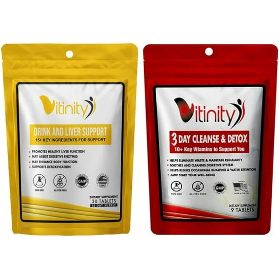 Drink Support Supplement & 3-Day Cleanse Bundle - Craving Support, Liver Health, Reduce Intake Formula - Kudzu, Milk Thistle, NAC for All Natural Detoxify, Gradual Reduction, and Stopping