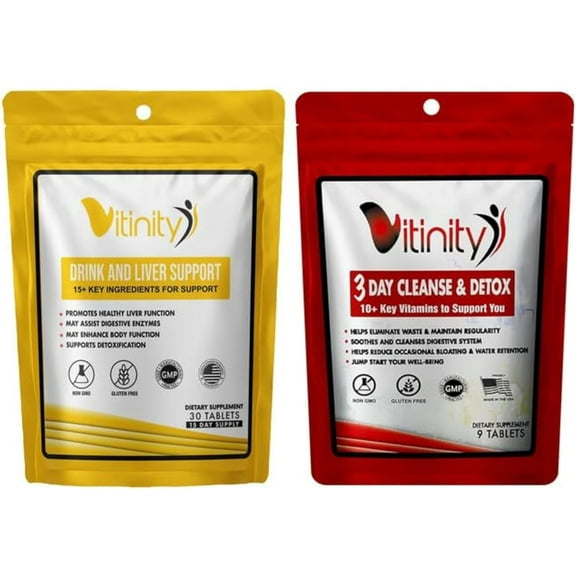 Drink Support Supplement & 3-Day Cleanse Bundle - Craving Support, Liver Health, Reduce Intake Formula - Kudzu, Milk Thistle, NAC for All Natural Detoxify, Gradual Reduction, and Stopping