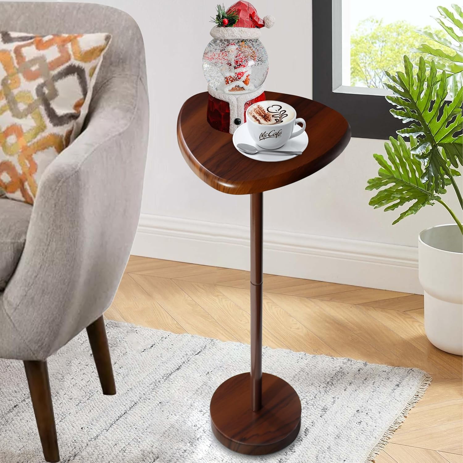 Drink Table for Small Spaces, Pedestal Side Table, Small Side Table for ...