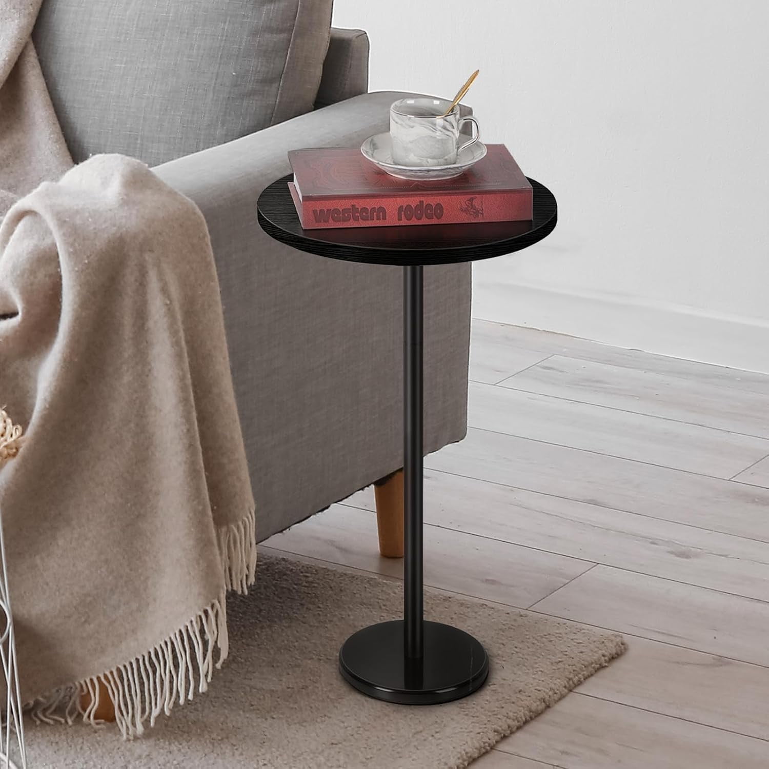 Drink Tables for Small Spaces Pedestal Side Table with Marble Base Small Round Side Table Black ...
