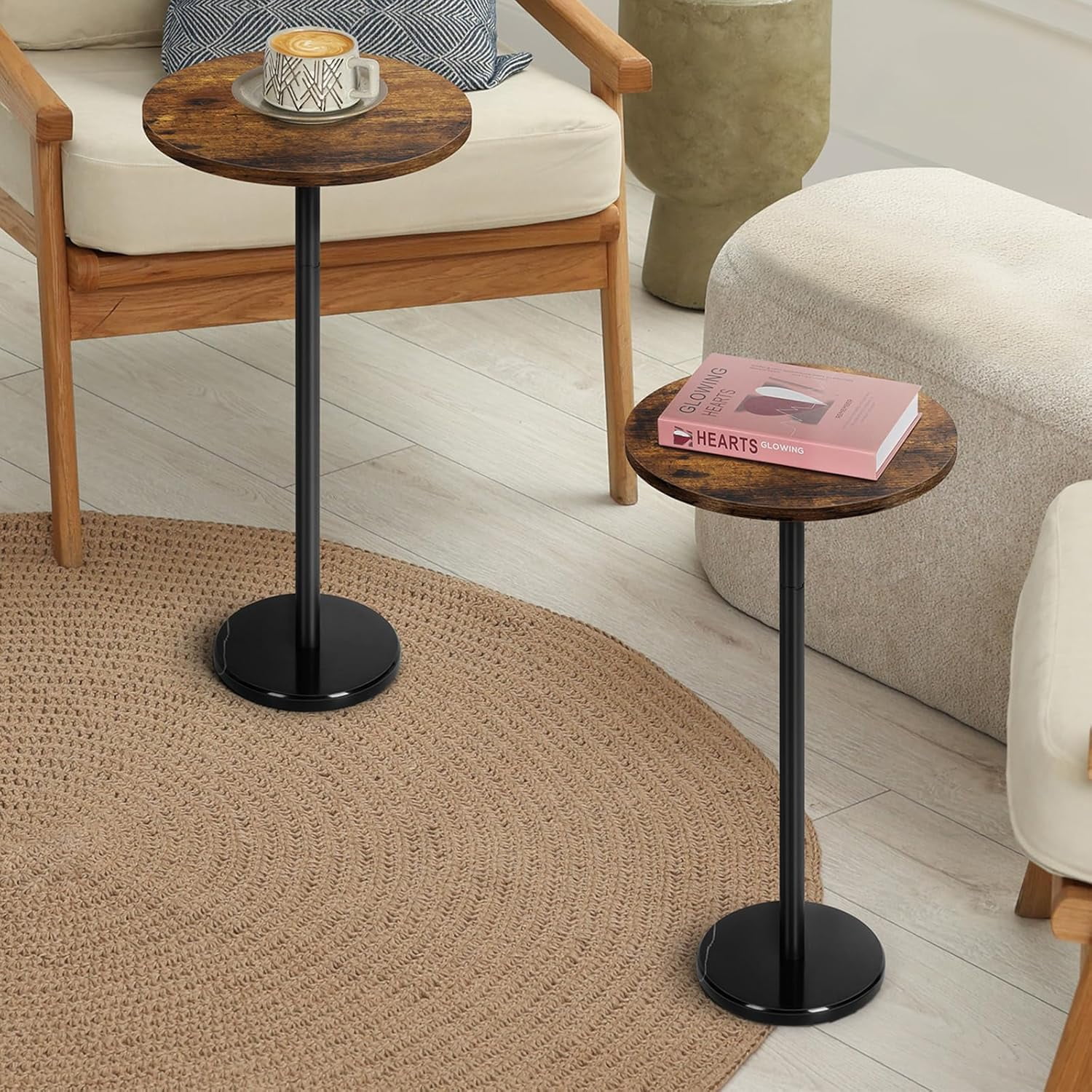 Drink Tables for Small Spaces Small Table Set of 2 Round Side Table with Marble Base Pedestal ...