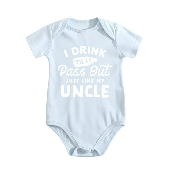 Drink Til I Pass Out Like My Uncle Baby Bodysuit – Funny Infant One-Piece for Boys Girls, Newborn Gift Outfit Baby Blue-style 6-9M