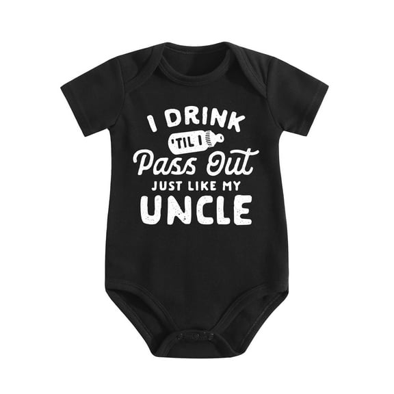 Drink Til I Pass Out Like My Uncle Baby Bodysuit – Funny Infant One-Piece for Boys Girls, Newborn Gift Outfit Black-style 0-3M