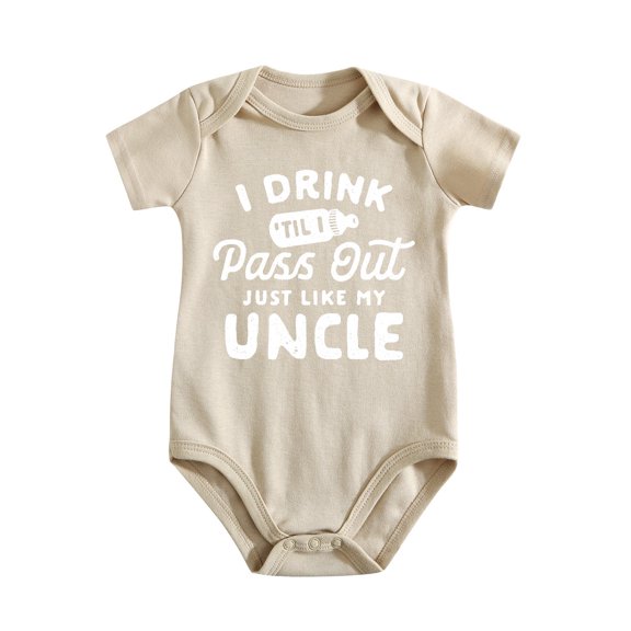 Drink Til I Pass Out Like My Uncle Baby Bodysuit – Funny Infant One-Piece for Boys Girls, Newborn Gift Outfit Light Apricot-style 0-3M