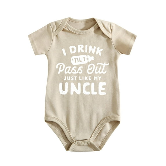 Drink Til I Pass Out Like My Uncle Baby Bodysuit – Funny Infant One-Piece for Boys Girls, Newborn Gift Outfit Light Apricot-style 3-6M