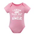 thumbnail image 1 of Drink Til I Pass Out Like My Uncle Baby Bodysuit – Funny Infant One-Piece for Boys Girls, Newborn Gift Outfit Pink-style 18months, 1 of 7