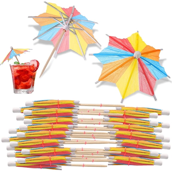 Drink Umbrellas Cocktail Picks Coconut Palm Tree Mini Paper Toothpicks Hawaiian Tropical Party 40 Pieces