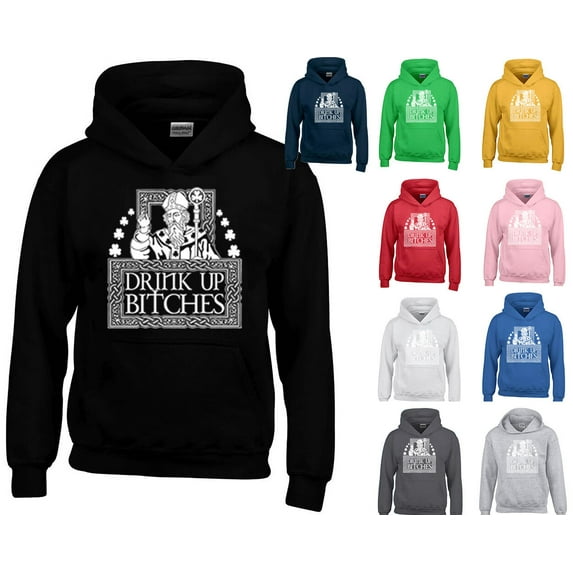 Drink Up Bitches Unisex Hoodie Funny Drinking Party Bar Outfit Color Royal Blue Medium