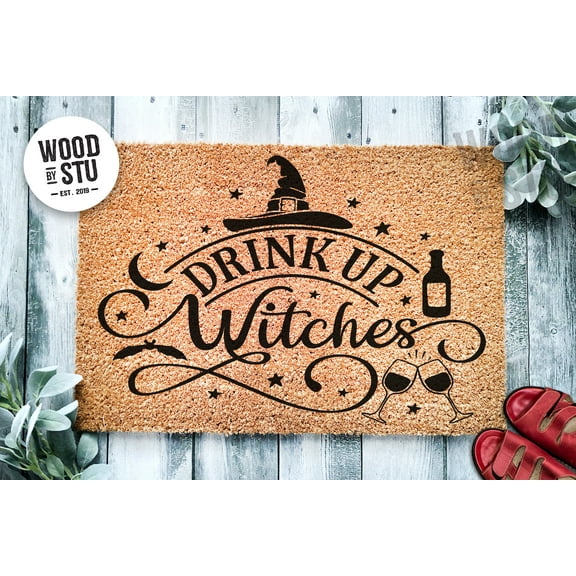 Drink Up Witches Door Mat | Funny Halloween Party Doormat | Welcome Mat | Halloween Decor | Funny Door Mat | Home Doormat | Halloween Mat