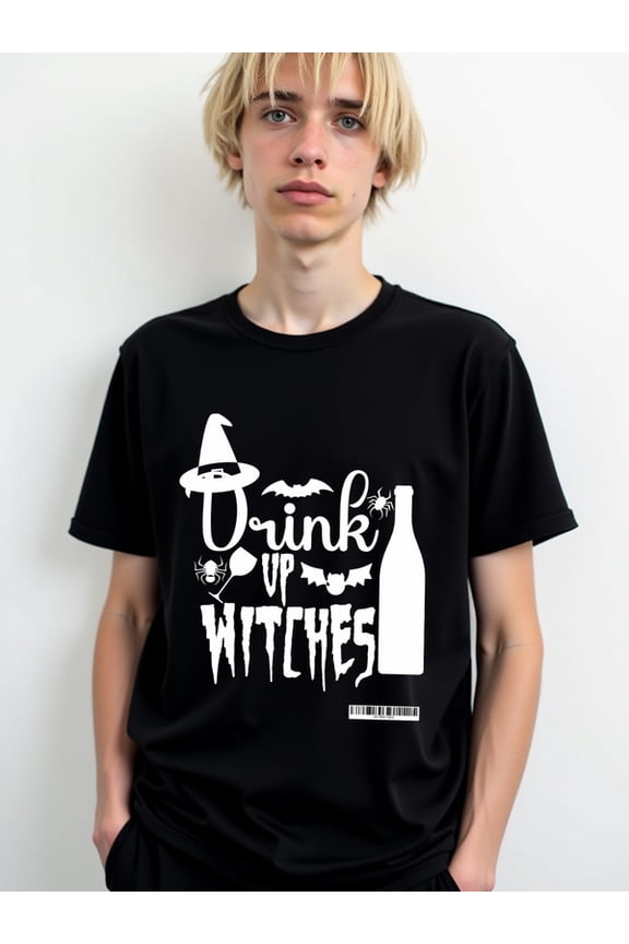 Drink Up Witches Tee for men t-shirts black gifts short t shirts For summer Fall Hip-hop street style Funny Unisex Shirt Crewneck tshirts