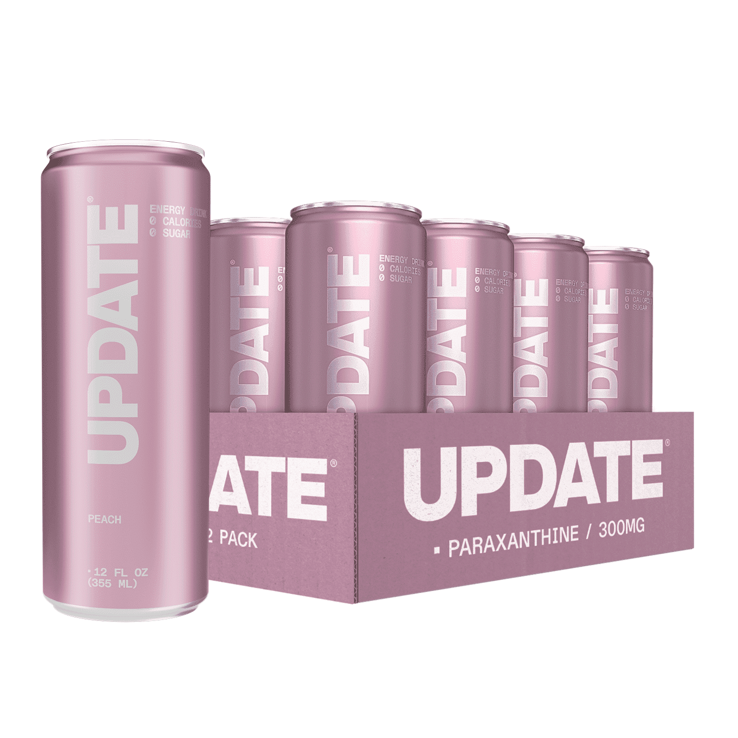 UPDATE Zero Sugar Energy Drink, Peach, 12 fl oz Can, 12 Pack