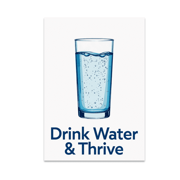 Drink Water & Thrive - Hydration Reminder Wall Art - 13x19 Poster Print