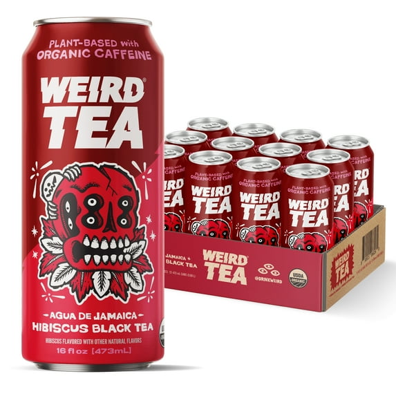 Drink Weird Organic Agua de Jamaica Hibiscus Black Tea, 12pk 16oz cans