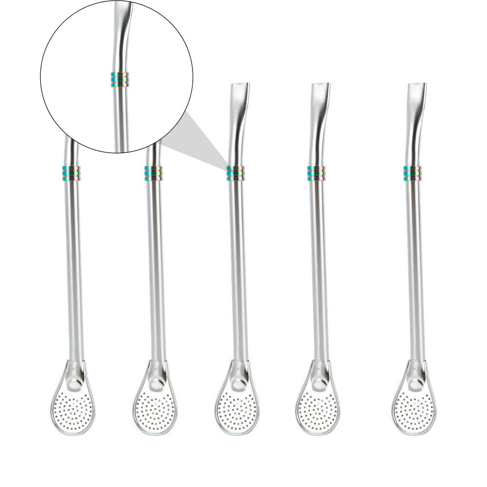 Drink Whisk Bubble Tea Straws Filtered Straws Filter Straw Spoon Spoon Set 19X2X0.8CM