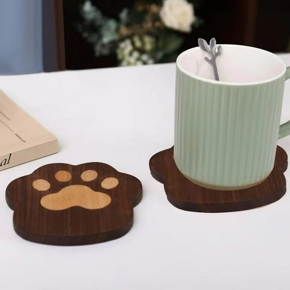 Drink Wooden Coasters Absorbent Animal Cat Claw Cup Mats Water Absorbing Drink Coasters Animal Cup Coasters for Drink