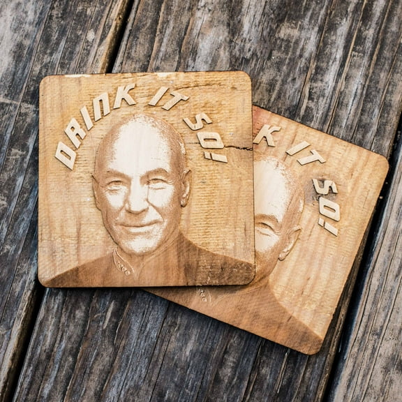 Drink it So Coaster Set of two 4x4in Raw Wood