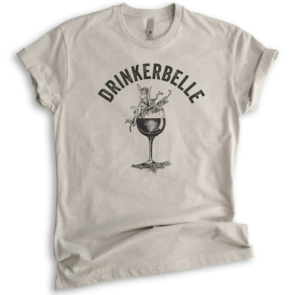 Drinkerbelle Shirt, Unisex Women's Shirt, Fairy Shirt, Drinking Shirt, Wine Shirt, Cocktail Shirt, Light Silk Gray, Large