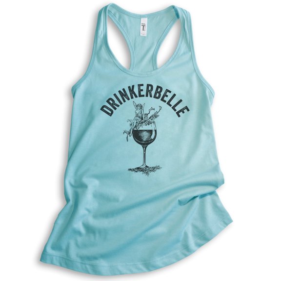 Drinkerbelle Tank Top, Ladies Racerback Tank Top, Fairy Tank, Drinking Tank, Wine Tank, Cocktail Tank, Cancun, X-Large