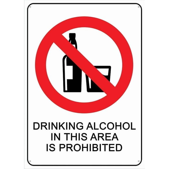 Drinking Alcohol In This Area Prohibited Sign Warning Tin Sign Home Kitchen Farm Garden Garage Wall Decor 12X8Inch