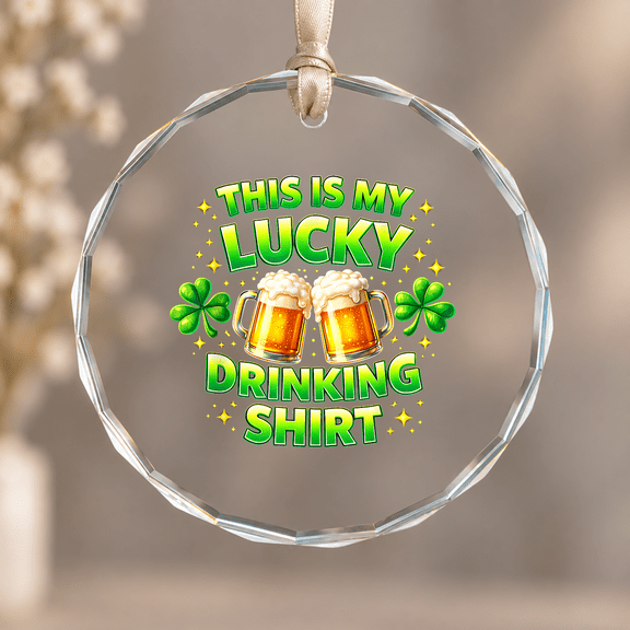 Drinking Beer Patrick Was a Saint Christmas Ornament, Holiday Keepsake Gift, Circle Glass Ornament