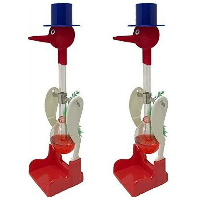 Drinking Bird Perpetual Motion (2 Pack) The Original Vintage Retro Magic Sippy Dipping Bird A Science Wonder Wholesale Bulk Set of 2-The Incredible Bird That Drinks Water