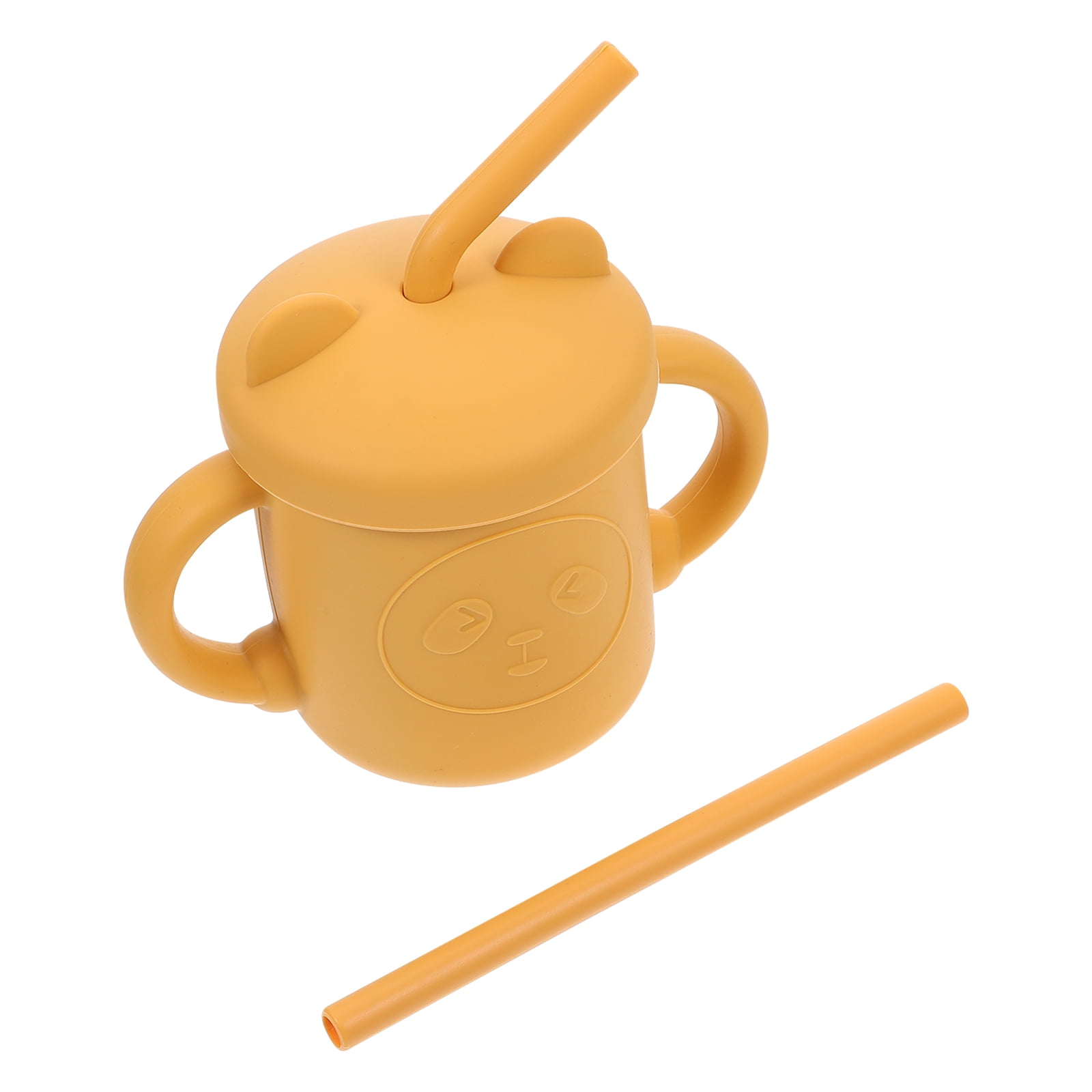 Drinking Bottle Toddler Milk Plastic Water Silicone Straws with Handle