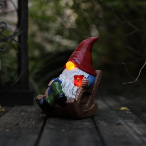 Drinking Coffee Faceless Garden Gnome Statue Decoration Figurine Ornament for Indoor Outdoor Home Patio Yard Lawn