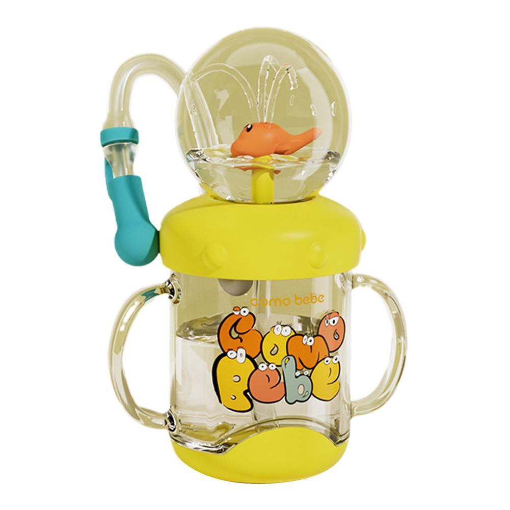 Drinking Cup with Whale Squirt,2026 New Drinking Cup with Fun Fountain Effect,No Spill Cute Water Bottle with Lids and Straws Leak Proof Handles,Fun DrinkingCups With Straw Brush for School,Travel