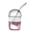 thumbnail image 1 of Drinking Glass Cup with Dome Lid and Straws, 15oz Reusable Wide Mouth Glass Cups for Milkshakes Iced Coffee, Drink Mugs for Home Office Cafes Bar Use, 1 of 1