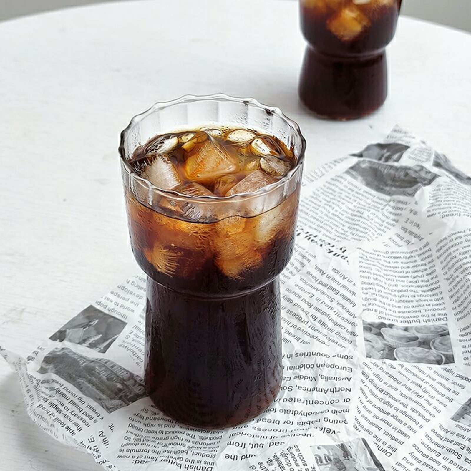 Drinking Glass Cups, Elegant Ripple Vintage Glassware, Iced Coffee ...