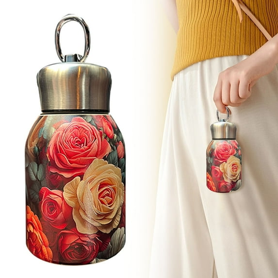 Drinking Glass Insulated Stainless Water Bottle Leak Proof With And Handle To Keep Drinks Hot And Cold Portable Travel Mug Suitable For Gym And (Fashionable Color), Kitchen Glass&Bottle