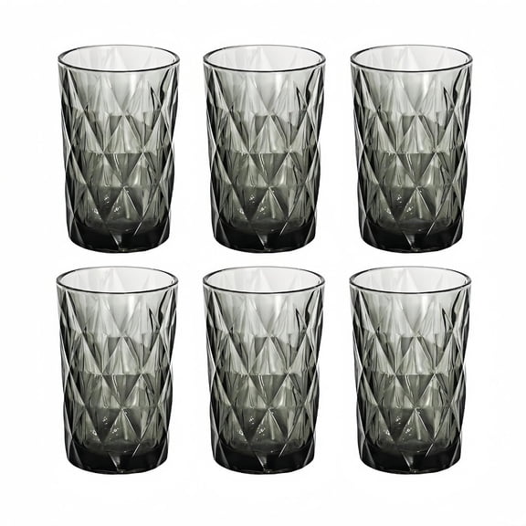 Drinking Glass set of 6 Kitchen Glassware Tumbler(12 OZ Gray),for Water,,Milk,Juice and Beverage.