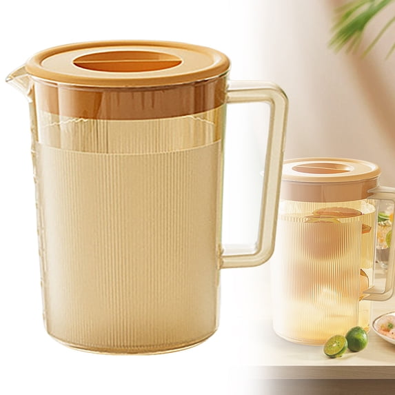 Drinking Glasses Pitcher With Lid Beverage Juice Drink Containers Plastic Water Jug For Hot/Cold Ice Tea Kettle Transparent