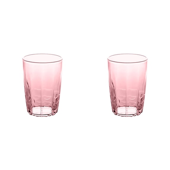 Drinking Glasses, Plastic Water Cups, Clear Hard Mugs, Stackable Tumbler Cups with 14 Ounces Capacity, Unbreakable Beverage Cups for Home, Restaurant, and Party Use, Dishwasher Safe,Pink 2 Pcs