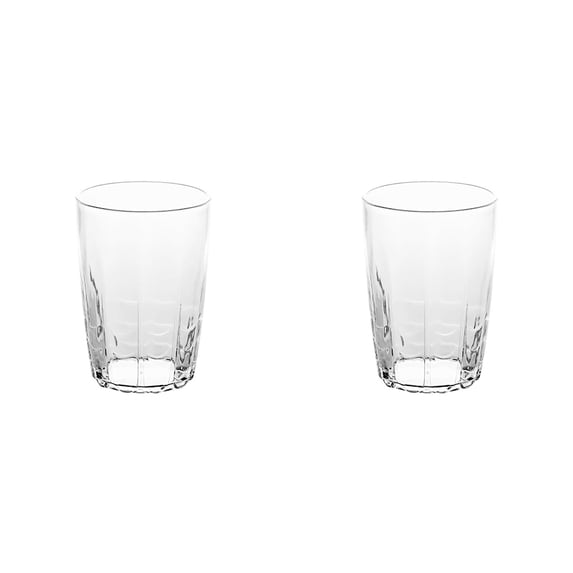 Drinking Glasses, Plastic Water Cups, Clear Hard Mugs, Stackable Tumbler Cups with 14 Ounces Capacity, Unbreakable Beverage Cups for Home, Restaurant, and Party Use, Dishwasher Safe,Clear 2 Pcs