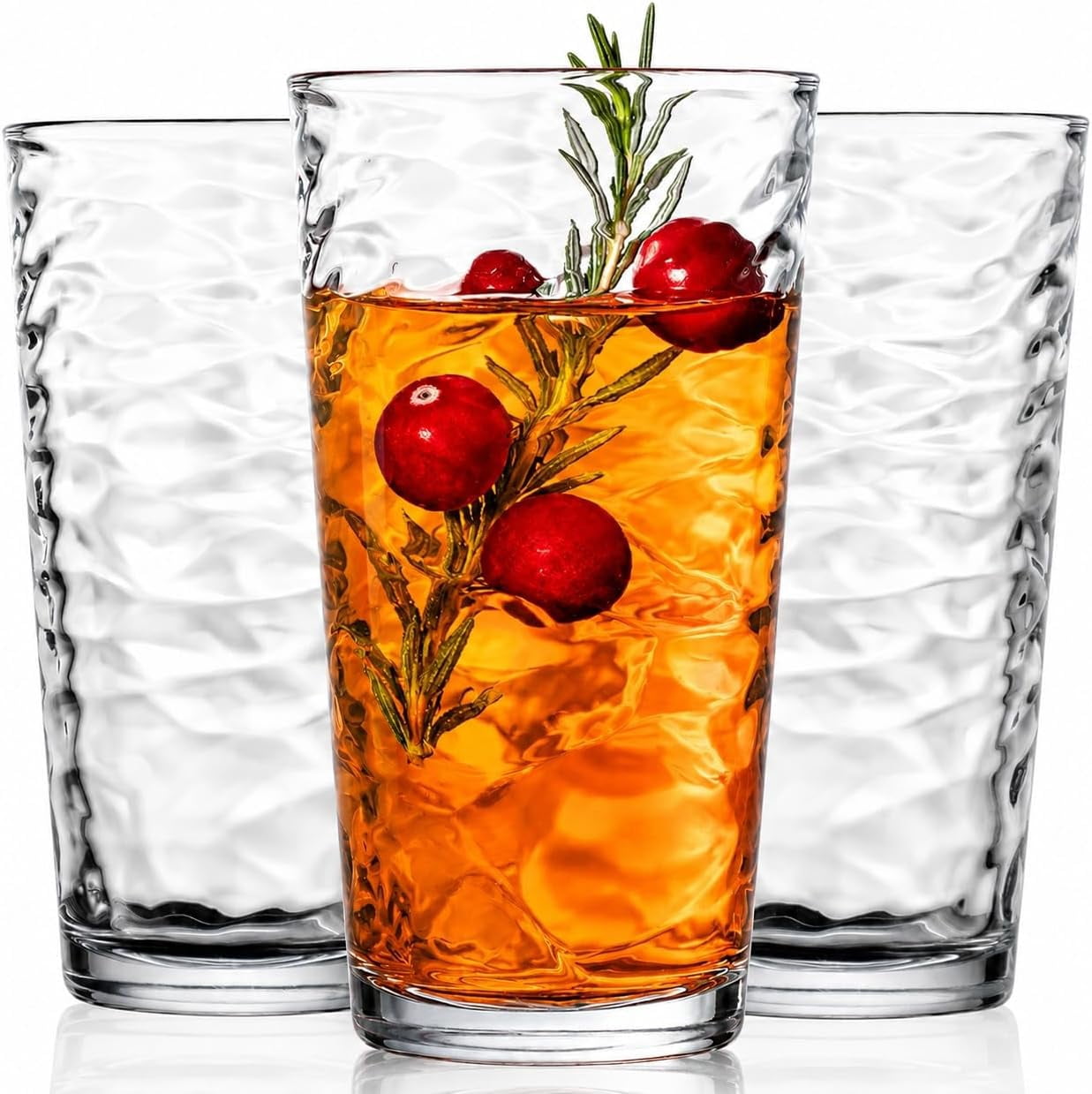 Drinking Glasses Set of 10 Highball Glass Cups, 17 Oz Cooler 