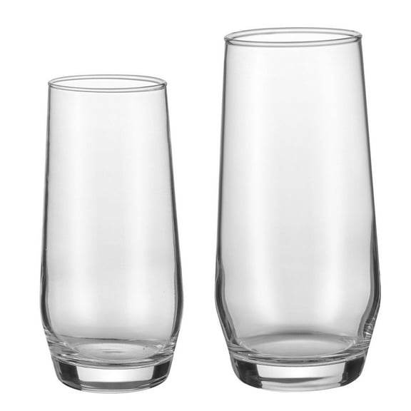 Drinking Glasses Set 16-Piece, Crystal Glass Cups Mixed Drinkware - Highball & Cocktail Glasses for Water, Juice, Wine, Soda, Beer, Smoothies