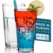 Drinking Glasses Set of 6, 12.25 oz Premium Lead-Free Clear Iced Tea Glasses, Heavy Base Highball Glass Tumbler Set for Drinking Water, Cocktail, Juice, Milkshake, Coke, Soda
