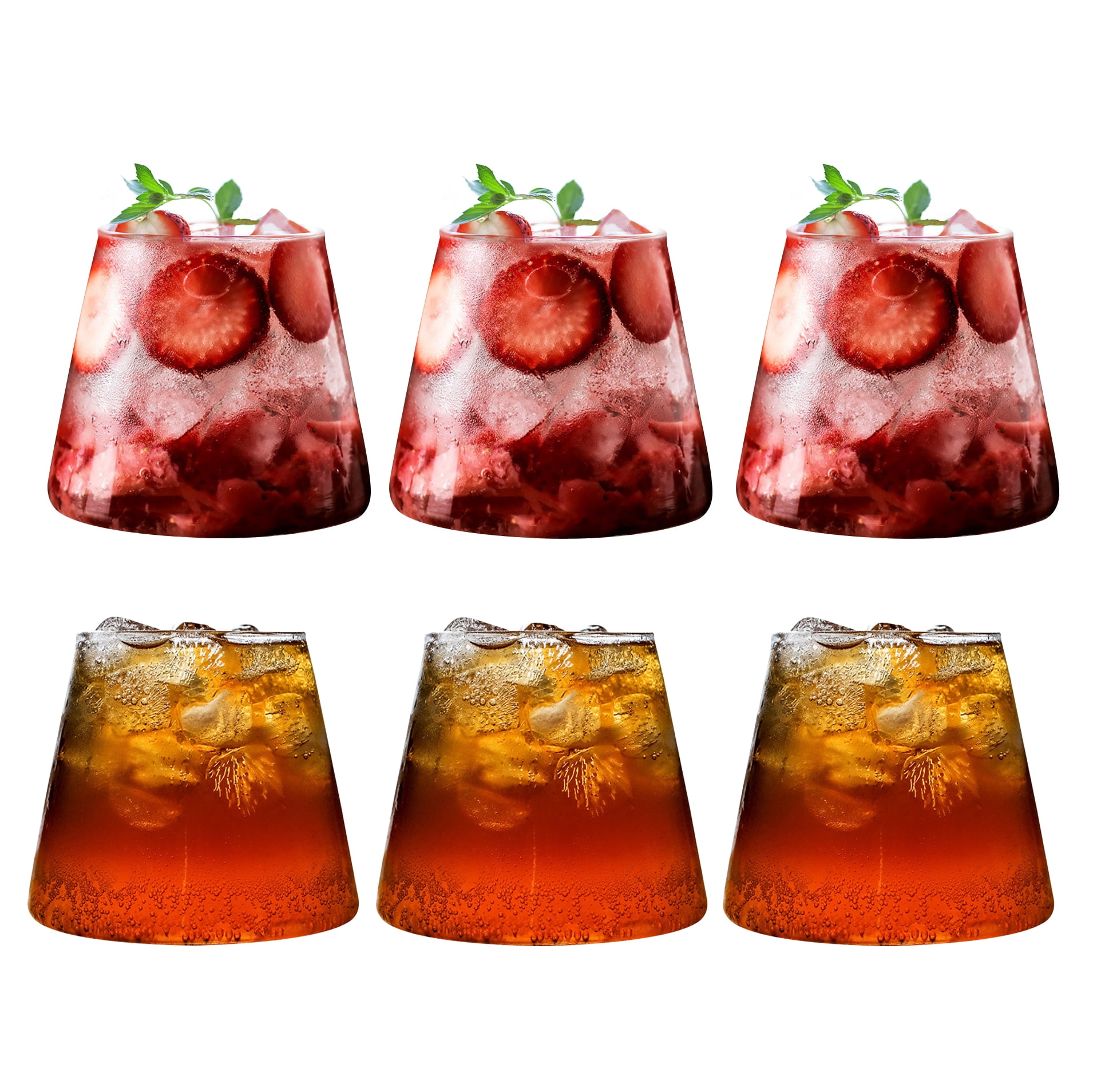 Drinking Glasses Set of 6, (12 oz) Vintage Glassware Set Cocktail Glass ...