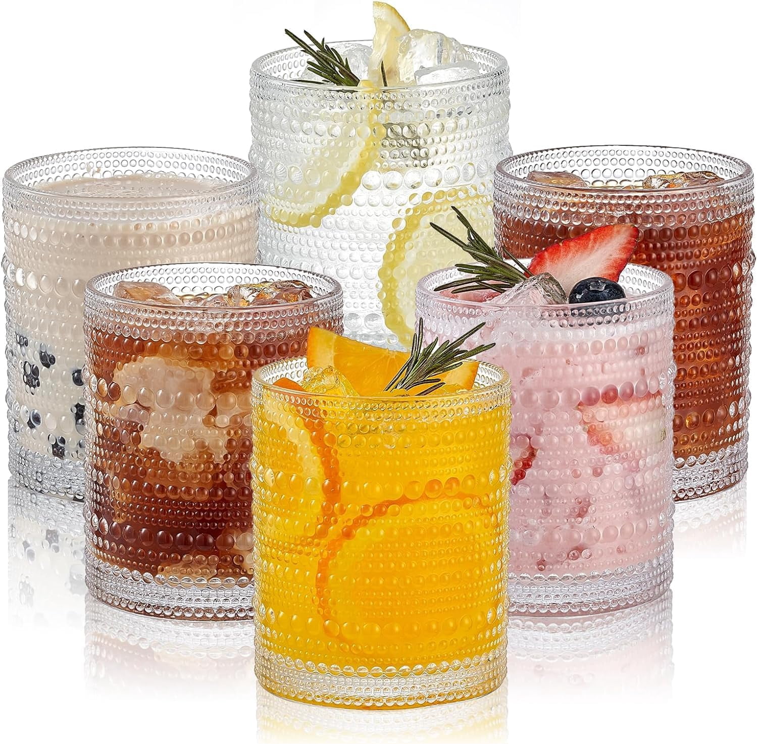Drinking Glasses,Vintage Glassware Set Cocktail Glass Set, Embossed Clear Water Tumbler,for Beer, Whiskey,Juice and Various Mixed Drinks - Walmart.com