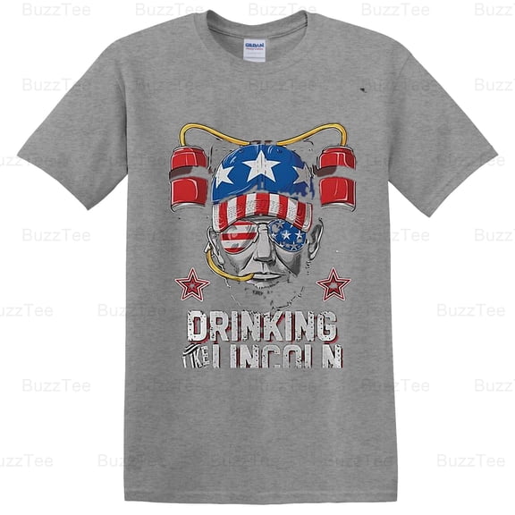 Drinking Like Lincoln 4th July Men Abraham Merica Flag V3 Art T-Shirt Unisex, up to 5XL