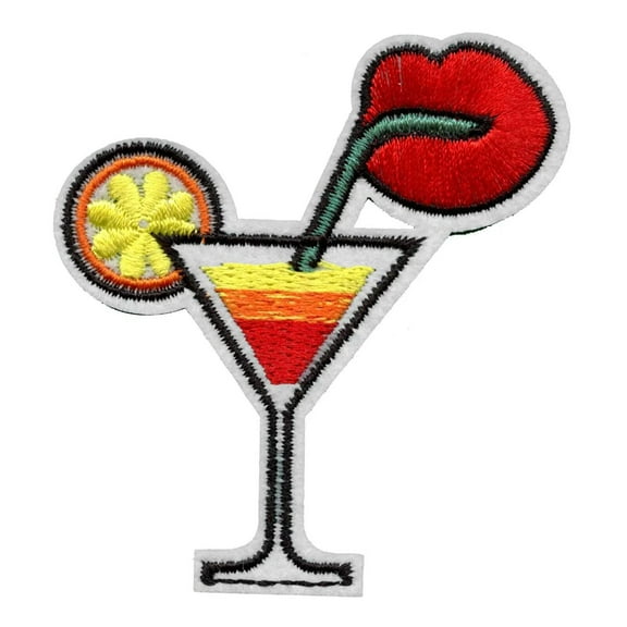 Drinking Martini Embroidered Applique Iron On Patch