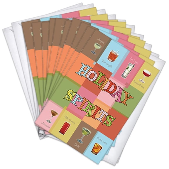 Drinking Spirits Holiday Cards | 20 Pack Bulk Set (4x6)